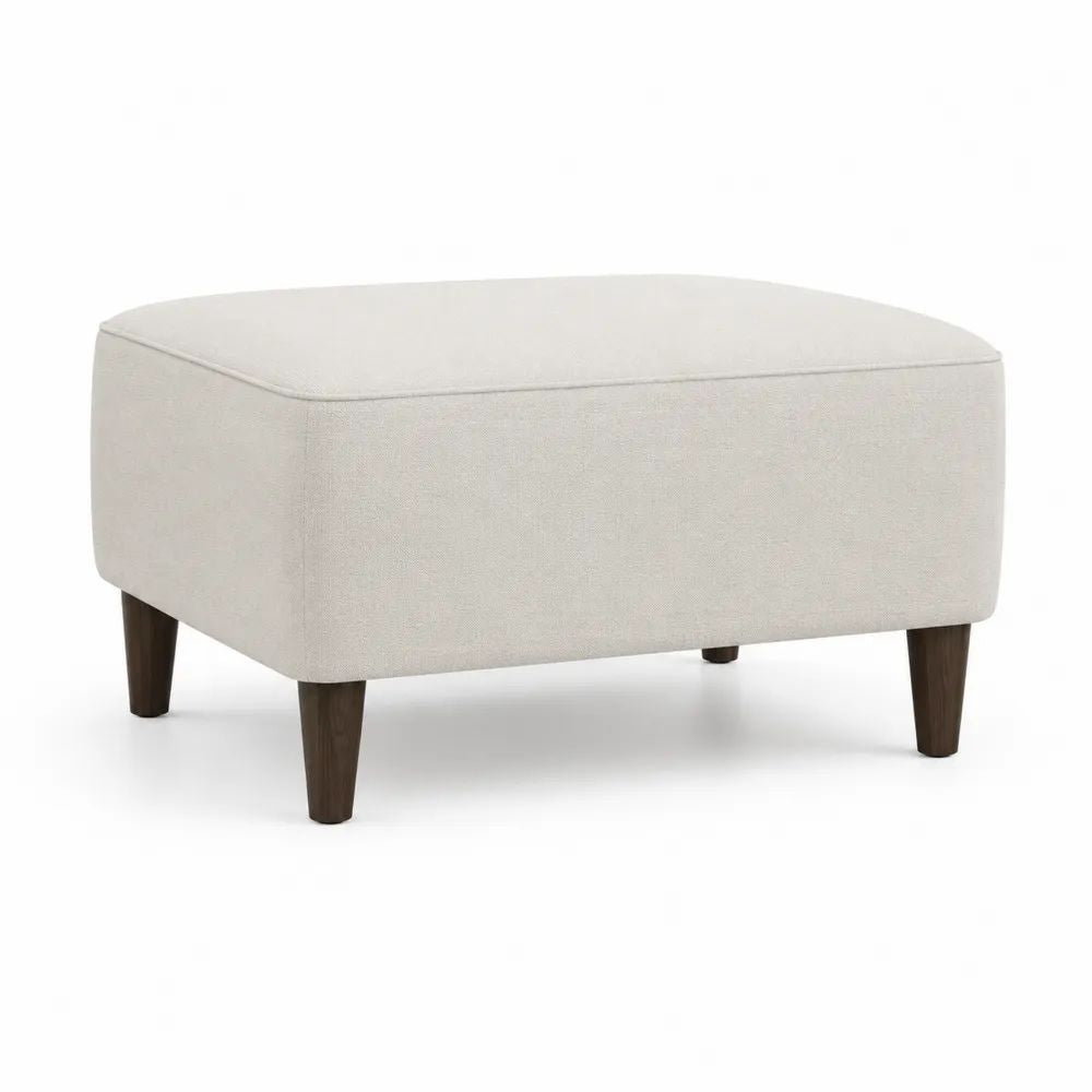 Fußhocker 80 x 60 x 42 cm Beige mit Stoffbezug und Holzbeinen