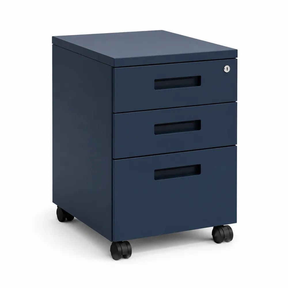 Rollcontainer Dunkelblau mit 3 Schubladen und Rollen 40 x 50 x 60 cm