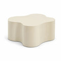 Couchtisch 100 x 70 x 35 cm mit organischer Form aus Holzwerkstoff Creme