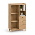 Bücherregal MDF 90 x 35 x 180 cm Natur mit offenen Fächern und Schubladen