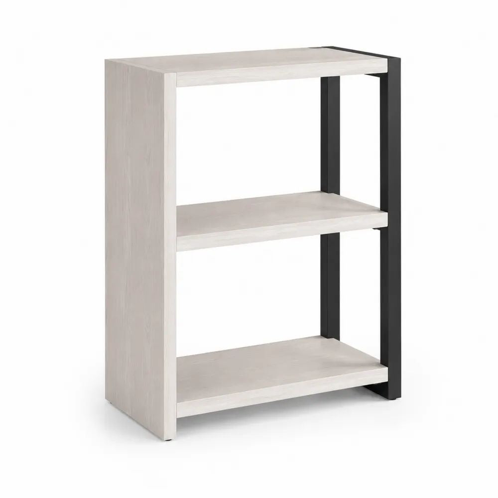 Bücherregal 80 x 30 x 120 cm Weiß/Schwarz mit 3 Ablageflächen und Metallgestell