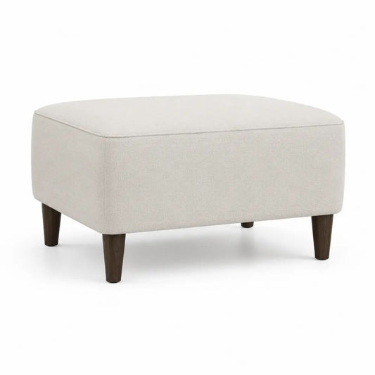 Fußhocker 80 x 60 x 42 cm Beige mit Stoffbezug und Holzbeinen