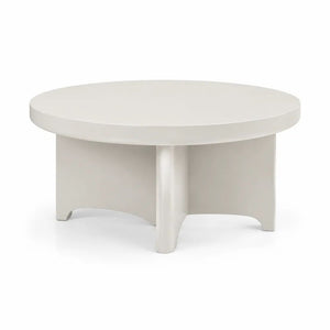 Couchtisch rund 90 x 90 x 35 cm Weiß MDF mit breiter Tischplatte und stabilem Sockel