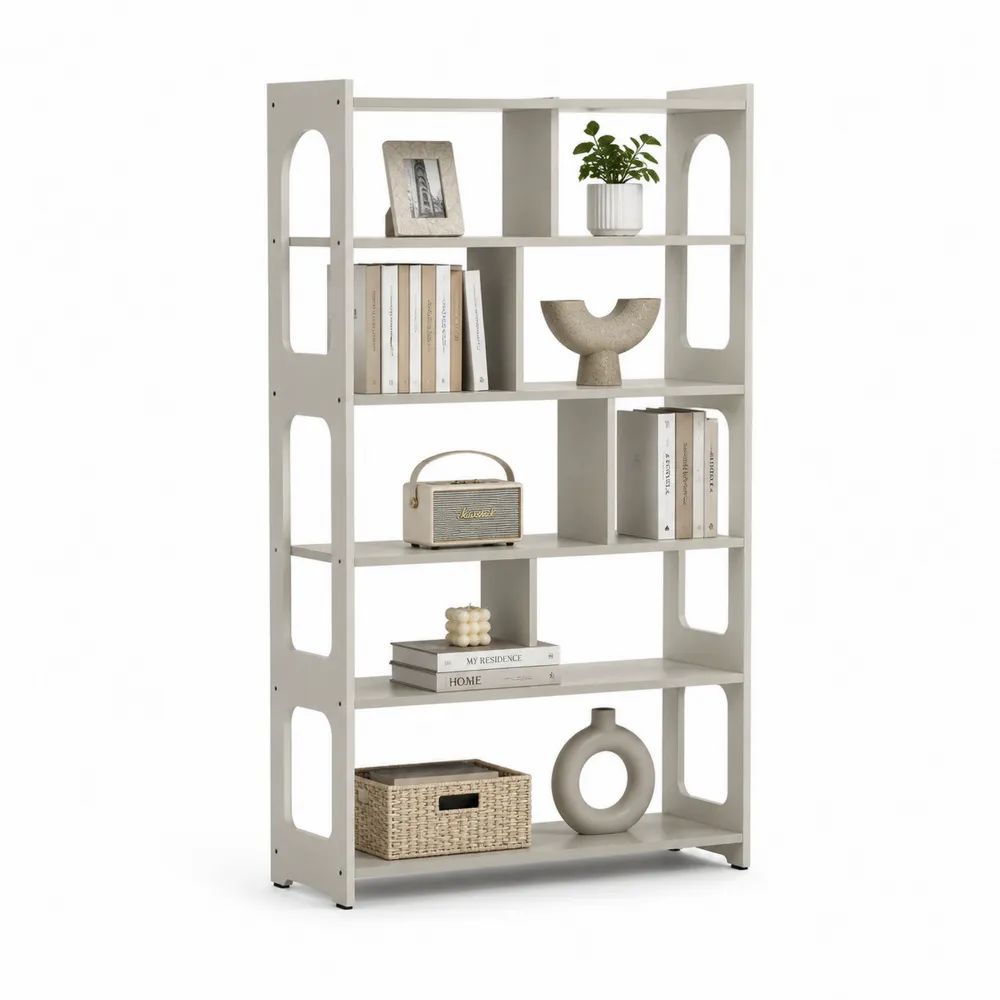 Bücherregal 80 x 30 x 180 cm Weiß mit offenen Regalböden aus Holzwerkstoff