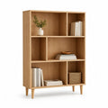Bücherregal 90 x 35 x 150 cm Eichefarben mit 8 offenen Ablagefächern und Holzfüßen